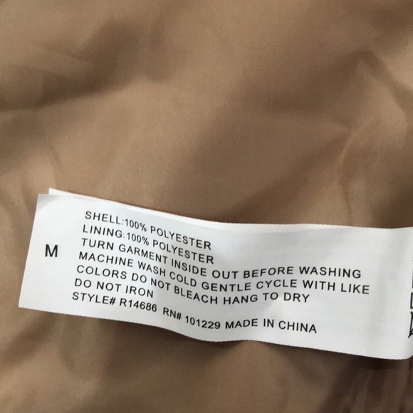 Stoosh tan cropped classic rain proof trench coat jacket size medium new - Picture 8 of 8